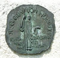 Bronzeplatte St. Severin von Norikum / an der Sakristei